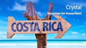 Presentation with costa rica - Colorful presentation theme enhanced with costa rica sign backdrop and a cobalt blue colored foreground