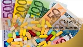  Presentation with health insurance - Slide set with three fried breaded cutlet with mashed potatoes lettuce on a black plate and a wooden background background and a coral colored foreground