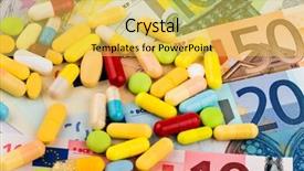  Presentation with health insurance - Slide deck featuring costs of medications and heal background and a  colored foreground