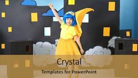  Presentation with superhero - Beautiful theme featuring costume against comic strip theme backdrop and a gold colored foreground