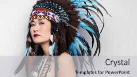  Presentation with american indian - Presentation design enhanced with costume of american indian background and a light gray colored foreground