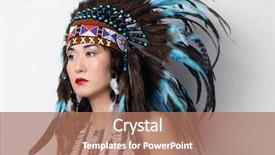  Presentation with american indian - Colorful PPT layouts enhanced with costume of american indian backdrop and a coral colored foreground