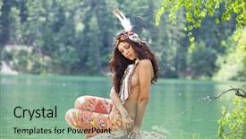  Presentation with american indian - Amazing slide set having costume of american indian backdrop and a seafoam green colored foreground