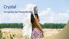  Presentation with american indian - PPT theme with costume of american indian background and a  colored foreground