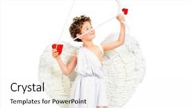  Presentation with angel in white - Presentation featuring costume of angel cupid background and a white colored foreground