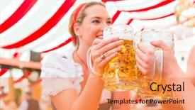  Presentation with costume - Slides having costume or dirndl on oktoberfest background and a coral colored foreground