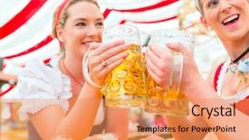  Presentation with beer - Cool new presentation theme with costume or dirndl on oktoberfest backdrop and a coral colored foreground