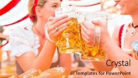  Presentation with beer - Beautiful slide deck featuring costume or dirndl on oktoberfest backdrop and a coral colored foreground