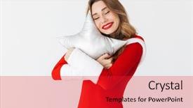  Presentation with red star - Cool new presentation theme with costume smiling and holding star backdrop and a red colored foreground
