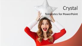  Presentation with red star - Amazing slides having costume smiling and holding star backdrop and a white colored foreground