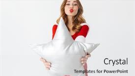  Presentation with star red - Beautiful PPT theme featuring costume smiling and holding star backdrop and a white colored foreground