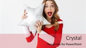  Presentation with red star - Slides with costume smiling and holding star background and a  colored foreground