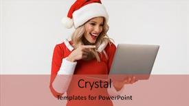  Presentation with lunar new year ox - Cool new theme with costume standing isolated over white backdrop and a  colored foreground