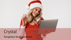  Presentation with new year - PPT layouts featuring costume standing isolated over white background and a red colored foreground