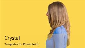  Presentation with wearing a surgical face mask - Presentation theme featuring costumer attitude - beautiful middle age woman wearing background and a yellow colored foreground