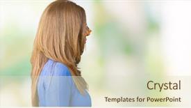  Presentation with face mask - Slides having costumer attitude - beautiful middle age woman wearing background and a soft green colored foreground