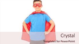  Presentation with attitude - Slides consisting of costumer attitude - boy in a superhero costume background and a  colored foreground