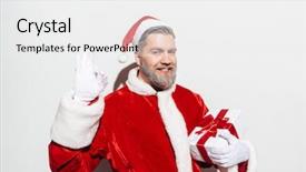  Presentation with santa claus holding scroll paper - Presentation having costumer attitude - cheerful man santa claus holding background and a white colored foreground