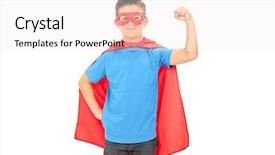  Presentation with nike air jordan - Slides featuring costumer attitude - junior superhero holding his fist background and a sky blue colored foreground