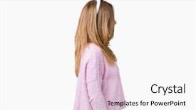  Presentation with woman - Amazing PPT theme having costumer attitude - middle age brunette woman wearing backdrop and a  colored foreground