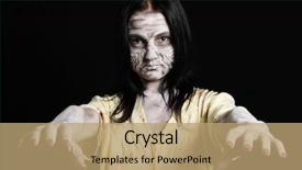  Presentation with zombie - Beautiful PPT theme featuring costumer attitude - scary girl dress up backdrop and a coral colored foreground