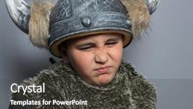  Presentation with viking ship - Amazing slide deck having costumer attitude - viking brunette boy in fur backdrop and a dark gray colored foreground