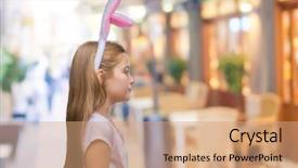  Presentation with easter worship service - Theme enhanced with costumer attitude - young beautiful girl wearing easter background and a coral colored foreground