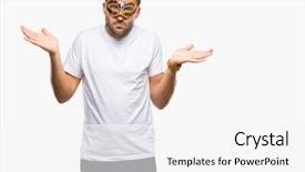  Presentation with carnival - Beautiful PPT layouts featuring costumer attitude - young handsome man wearing carnival backdrop and a white colored foreground