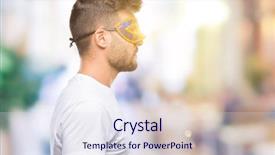  Presentation with wearing a surgical face mask - Presentation design featuring costumer attitude - young handsome man wearing carnival background and a sky blue colored foreground