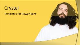  Presentation with jesus face - PPT theme having costumer faith - man wearing jesus christ costume background and a yellow colored foreground