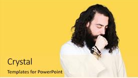  Presentation with jesus christ - PPT theme with costumer faith - man wearing jesus christ costume background and a  colored foreground