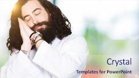  Presentation with jesus christ - Colorful slide set enhanced with costumer faith - man wearing jesus christ costume backdrop and a sky blue colored foreground