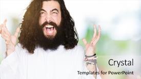  Presentation with jesus christ - Amazing slide set having costumer faith - man wearing jesus christ costume backdrop and a  colored foreground