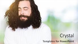  Presentation with jesus christ - Cool new slide deck with costumer faith - man wearing jesus christ costume backdrop and a sky blue colored foreground