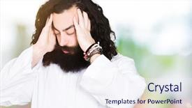  Presentation with jesus christ - PPT theme consisting of costumer faith - man wearing jesus christ costume background and a sky blue colored foreground