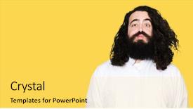  Presentation with jesus face - Slide deck featuring costumer faith - man wearing jesus christ costume background and a yellow colored foreground