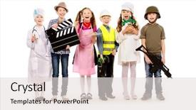  Presentation with children - Beautiful slide deck featuring costumes of different profession backdrop and a lemonade colored foreground