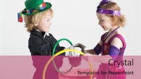  Presentation with magic show - Presentation design consisting of costumes of magicians show background and a coral colored foreground