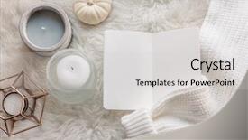  Presentation with white candles - Cool new slides with cosy hygge scene with sketchbook backdrop and a light gray colored foreground