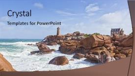  Presentation with famous moroccan koutoubia mosque minaret - Presentation enhanced with cote de granite rose brittany background and a light blue colored foreground