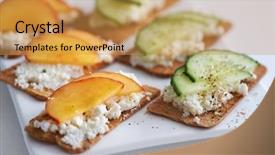  Presentation with healthy snack - Colorful presentation theme enhanced with cottage cheese healthy snack starter backdrop and a  colored foreground