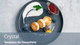  Presentation with blueberry - Slides enhanced with cottage-cheese-pancakes-syrniki background and a ocean colored foreground