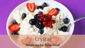  Presentation with blueberries - Audience pleasing slide set consisting of cottage-cheese-with-fresh-strawberries backdrop and a coral colored foreground