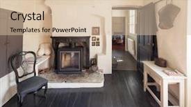  Presentation with vintage - Presentation theme having cottage door - furnished house vintage interior background and a lemonade colored foreground