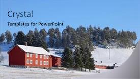  Presentation with norway - PPT layouts having cottage-in-norway-small-norwegian background and a light blue colored foreground