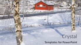  Presentation with norway - PPT theme featuring cottage-in-norway-small-norwegian background and a lemonade colored foreground