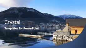  Presentation with norway - Slides with cottage-in-norway-small-norwegian background and a ocean colored foreground