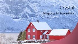  Presentation with norway - PPT theme with cottage-in-norway-small-norwegian background and a light blue colored foreground