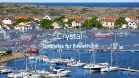  Presentation with scandinavia - Beautiful theme featuring cottage-in-sweden-scandinavia backdrop and a ocean colored foreground