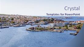  Presentation with scandinavia - PPT theme having cottage-in-sweden-scandinavia background and a sky blue colored foreground